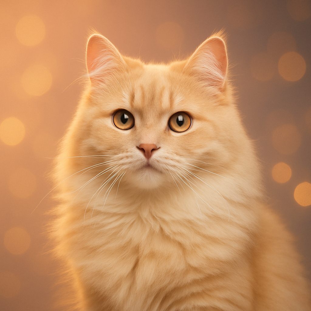 Cute fluffy cat portrait in studio lighting